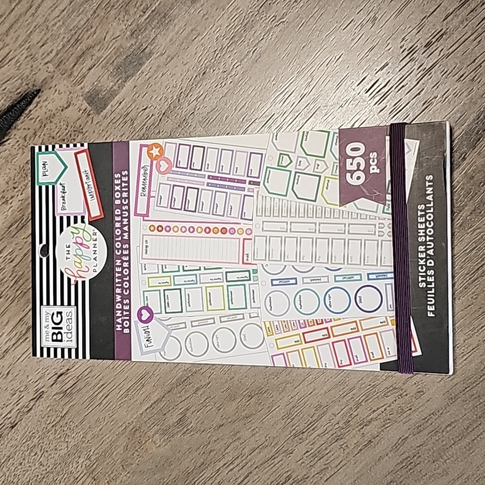 Happy Planner Handwritten Colored Boxes 650 piece sticker book never used